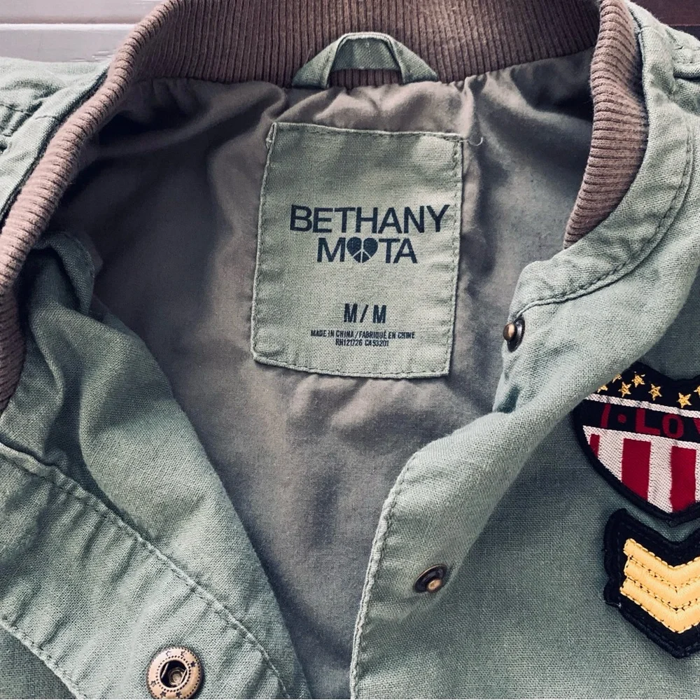 Bethany Mota Cute Top Gun Inspired Green Army Military Bomber Jacket | Size: M